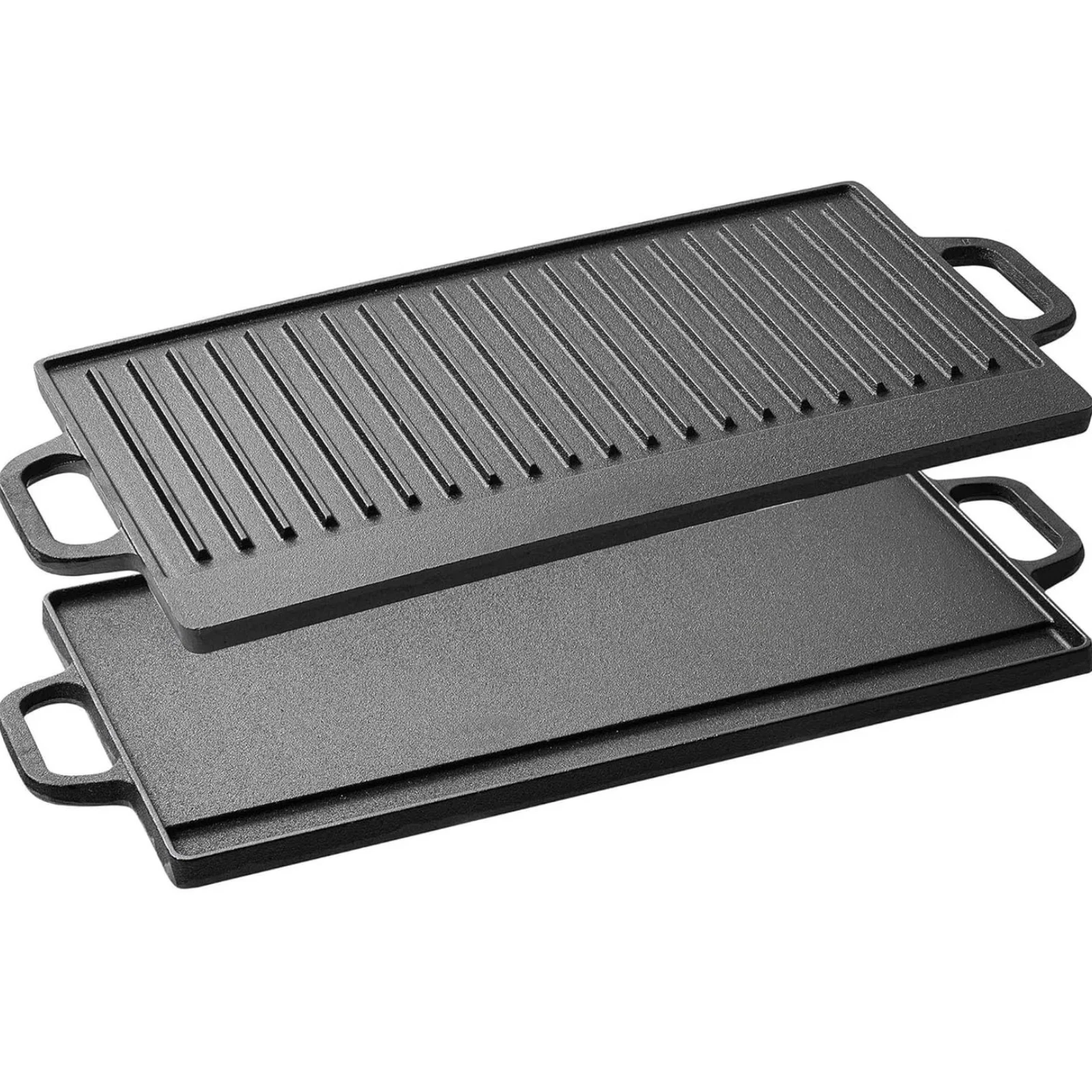 Cast Iron Double Sided Griddle Pan Reversible Grill Plate BBQ Stove Hob Cooking