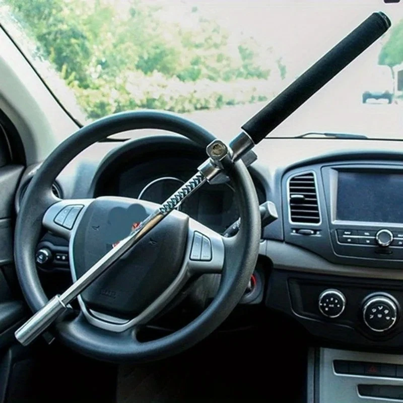 Retractable Steering Wheel Lock Anti Theft Car Security Device with 3 Keys Autos