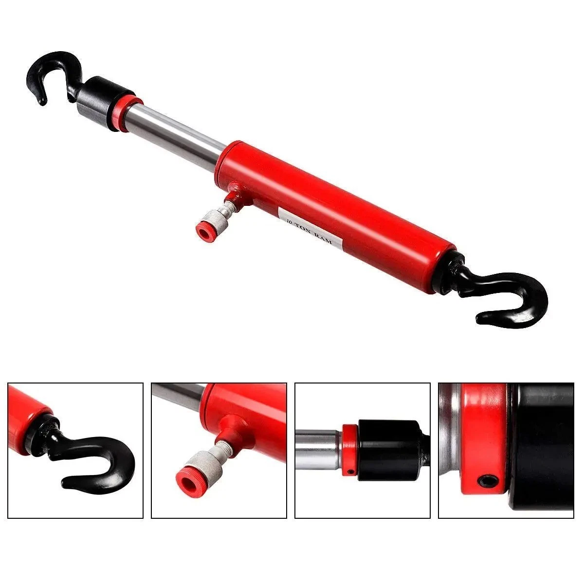 10 Ton Hydraulic Pull Back Ram Cylinder 26in Swivel Hooks Porta Power Repair Kit