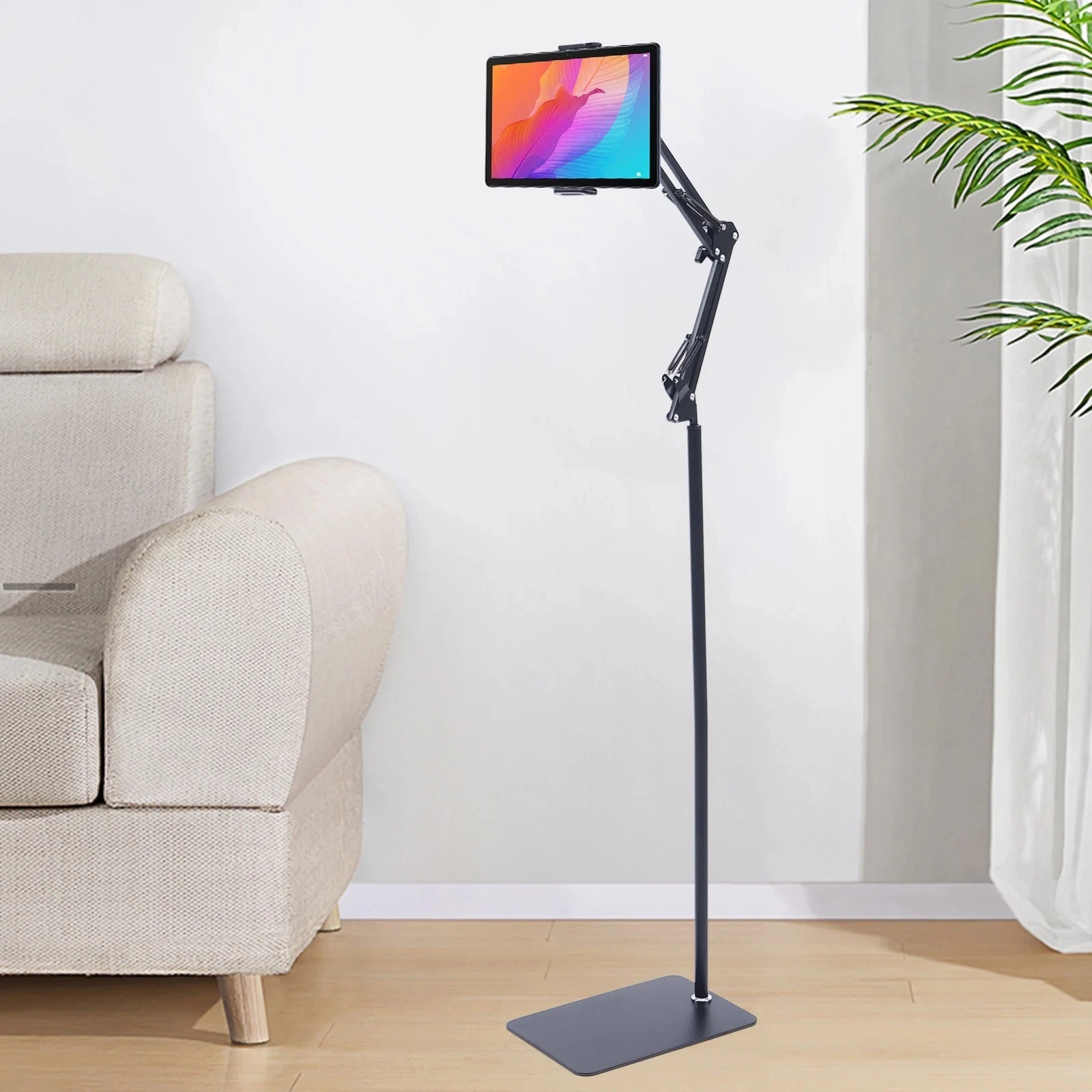 Adjustable Tablet Floor Stand Phone Holder 360° Swivel Height Adjustable Mount