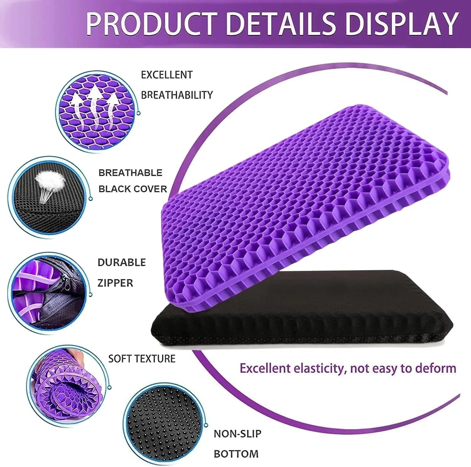 Double Layer Gel Seat Cushion Breathable Cooling Pressure Relief Chair Pad Couch
