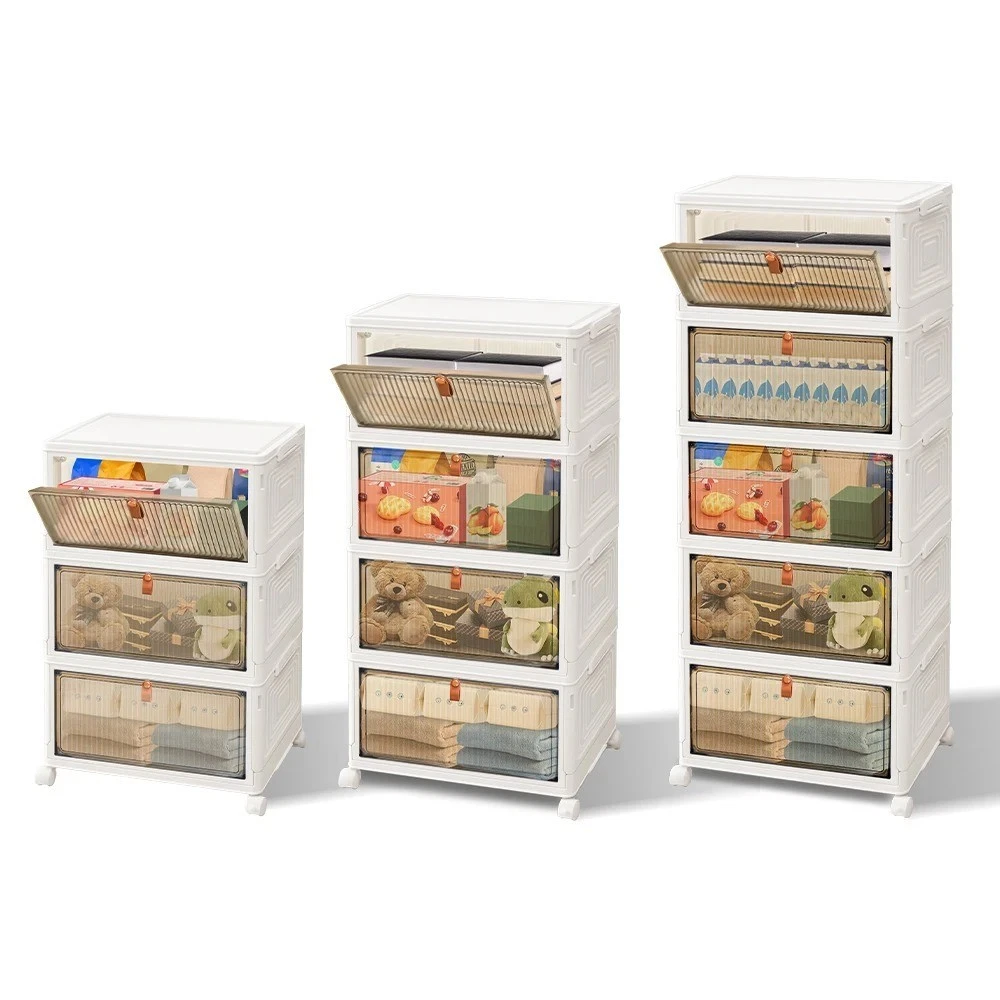 Storage Boxes with Lid - Plastic Storage Boxes, 3/4/5 Tier Stack On Wheels
