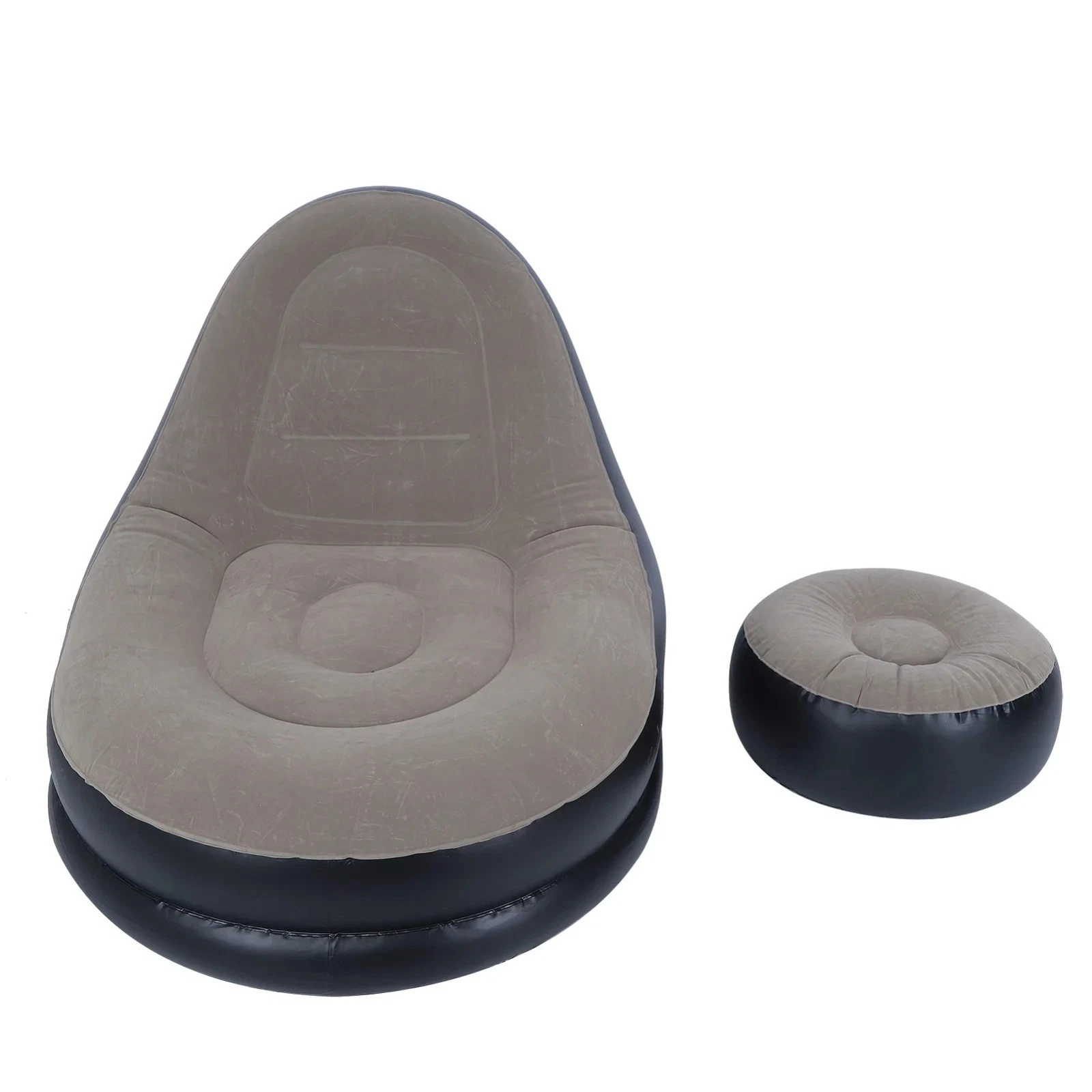 Inflatable Recliner Sofa Chair with Footstool Folding Lounge Seat Indoor Outdoor