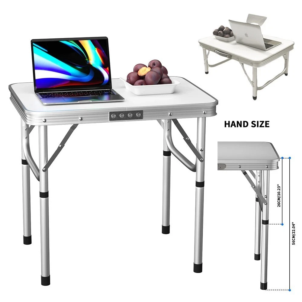 Folding Camping Table Adjustable Height Picnic BBQ Laptop Garden Outdoor Table