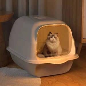 Detachable Cat Litter Box Enclosed Flip Top Tray with Scoop & Deodoriser