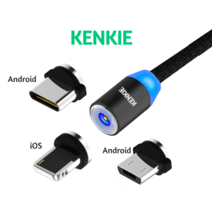 KENKIE 3in1 Magnetic Fast Charging USB Cable Charger Phone Type-C Micro USB CABLE