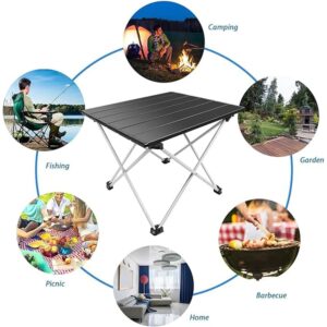 Ultralight Foldable Camping Table | Portable Aluminium Picnic & Beach Table with Carry Bag, Compact Outdoor Travel Folding Table