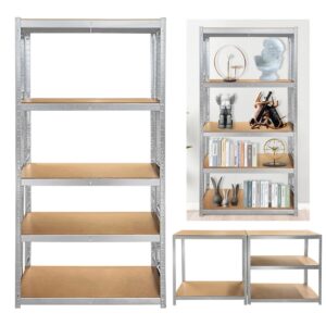 Heavy Duty 5 Tier Metal Storage Shelves – 875KG Capacity Adjustable Garage Shelving Unit, Boltless Steel Rack for Workshop, Shed & Home