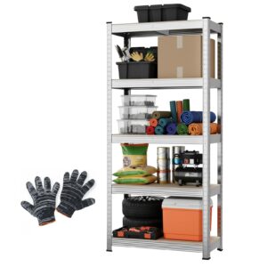 5-Tier Heavy Duty Garage Shelving Unit – Adjustable Boltless Storage Rack (175kg Per Shelf) – 150x70x30cm