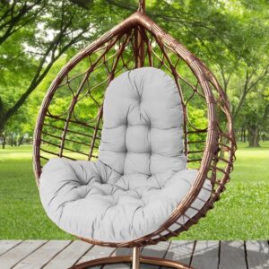 Rattan Egg Chair Swing Cushion – Thick Padded Replacement Seat for Hanging Egg Chair (Light Grey)