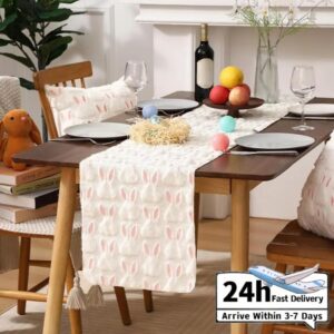 Dining Table Runner Plush Rabbit Design – Soft Easter Table Decor for Kitchen & Home (72×13 inch)