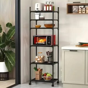 6 Wire Garage Shelving Storage Shelves Metal Shelf Pantry Rack Kitchen Storage Adjustable Shelf with Universal Wheels for Household Organisation - Organiser Household Organiser