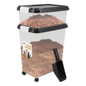 50L 2pcs Airtight Pet Food Storage Bin Set with Scoop & Casters – BPA-Free 13L + 37.5L Dry Food Containers for Dogs & Cats |