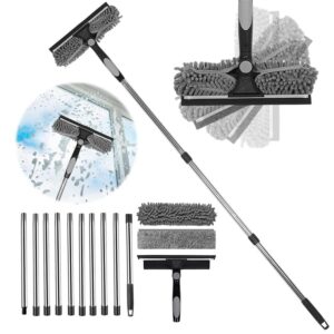 4.5 Meter Extended Window Cleaning Kit 2 in 1 Bathroom Mirror Glass Wiper Special Glass Brush Adjustable Squeegee Cleaner Tools Telescopic Extendable Equipment for Multi-Story Homes