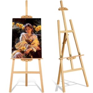 Easel 1.75m Collapsible Wooden A-Frame Painting Easel Board 69 Inch Art Display Easel Artist Sketching Wedding Crafts Adjustable Stable for Studio Outdoor