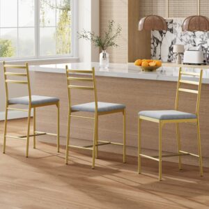 2x Modern Upholstered Bar Stools PU Leather Cushion Curved Back Metal Frame High Bar Chairs for Kitchen Island Restaurant Home Elegant Design Functional Comfort