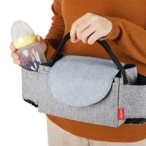 Baby Pushchair Organizer Bag – Large Capacity Stroller Bag Organizer with Insulated Cup Holder