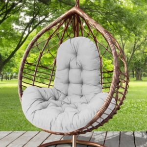 Rattan Egg Chair Swing Cushion – Thick Padded Replacement Seat for Hanging Egg Chair (Light Grey)