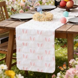 Dining Table Runner Plush Rabbit Design – Soft Easter Table Decor for Kitchen & Home (72×13 inch)